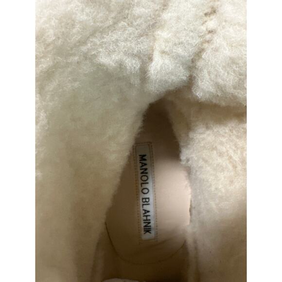 Manolo Blahnik Ostrava Camel Suede Shearling Ankle Boots Size IT 37 / US 7 - Picture 10 of 15